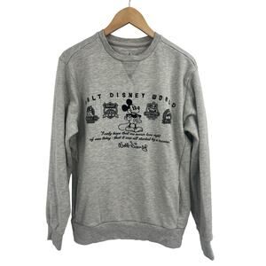 Disney Parks Grey Crew Neck Sweatshirt Embroidered Mickey Park Icons Unisex M